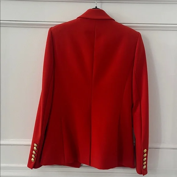 Veronica Beard Miller Dickey Jacket Blazer Flame Red with Gold Buttons - Picture 7 of 12